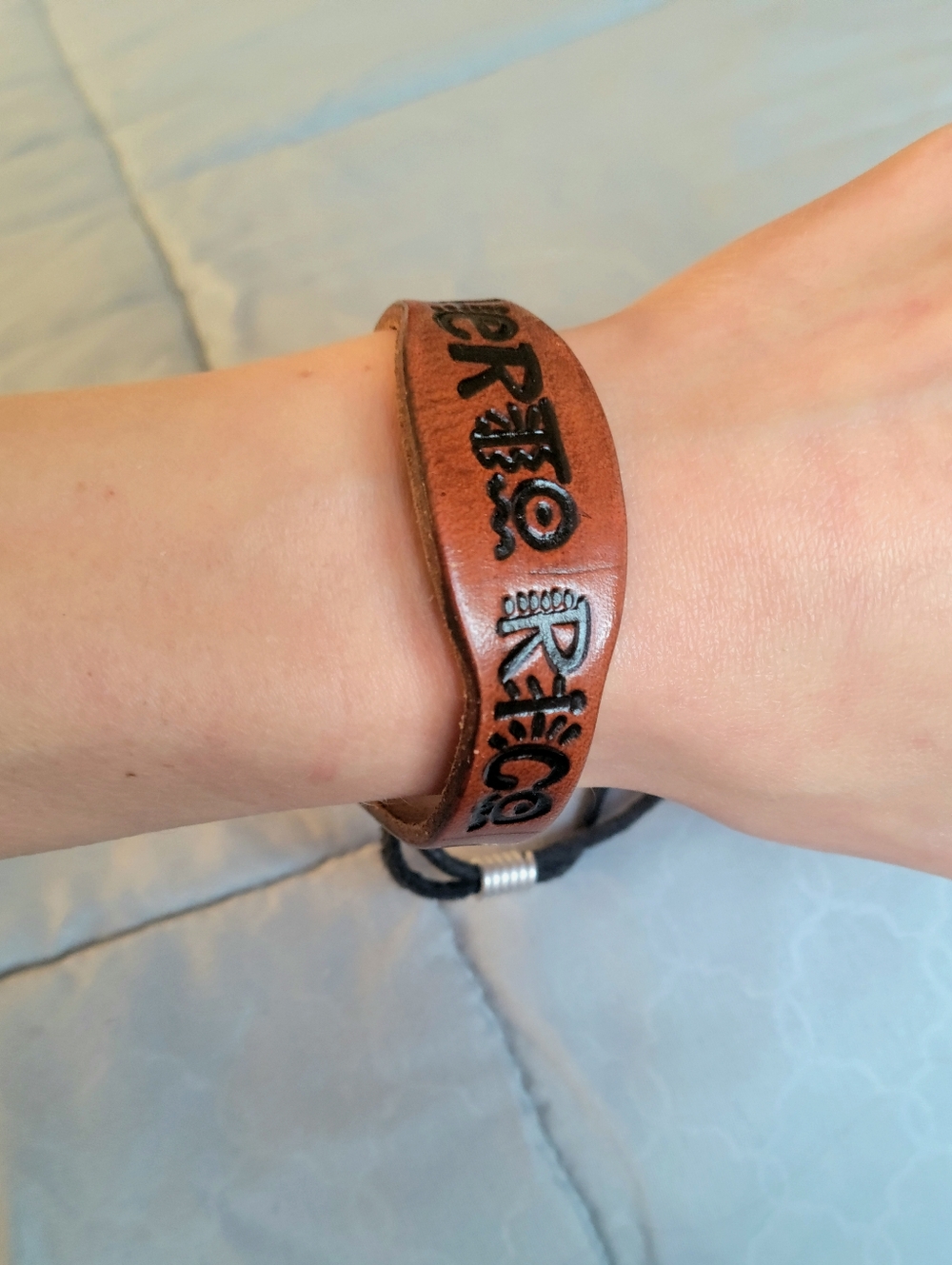 Puerto Rico Leather Adjustable Bracelet - Picture 2 of 3